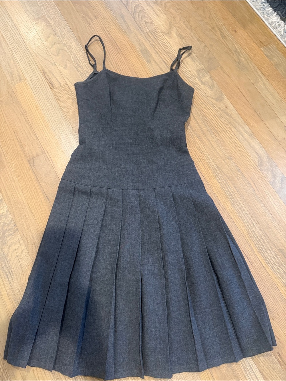 bebe Black Pleated Spaghetti-Strap Mini Dress
